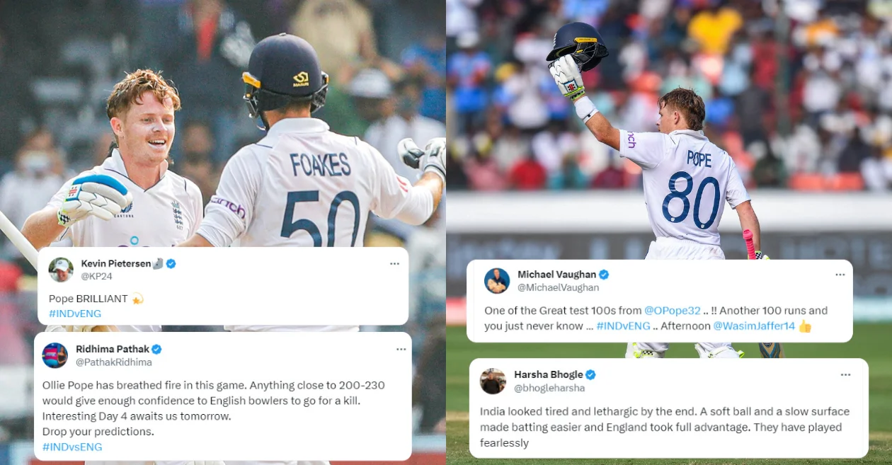 Twitter reactions: Ollie Pope’s rescue ton steers England out of danger as visitors bounce back against India on Day 3